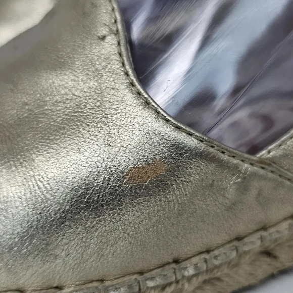 Sam Edelman Kesia Gold Leather Rounded Toe Slip On Espadrilles Classic Size 7 - Picture 2 of 16